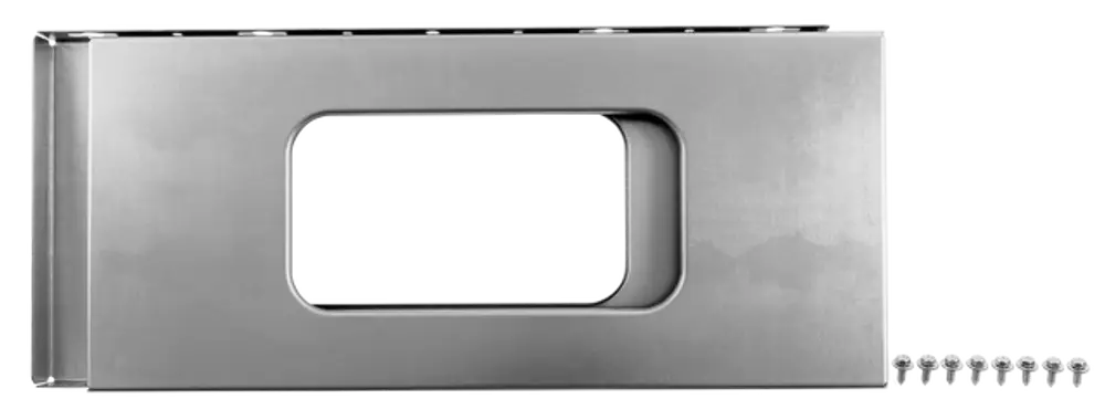 Befestigungskonsole aus metal für Luftheizer, mit rechteckigem Ausschnitt und seitlichem Anschluss, Produkt von Wolf.